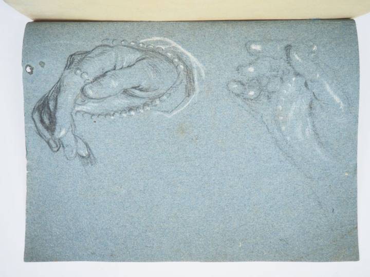 Ecole flamande XVIIème. "Etude de main recto-verso". Dessin. Dim. 23 x