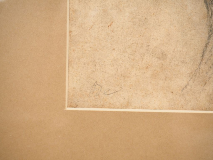 Ecole du Nord XIXème monogrammée PPR. "Etude de chevaux" Dessin au cra