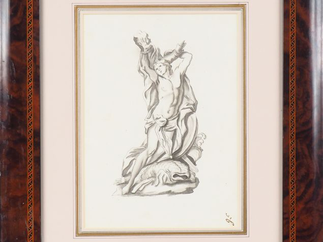 Ecole XIXème.  "Saint André" Dessin au lavis Dim. 25,5 x 18 cm