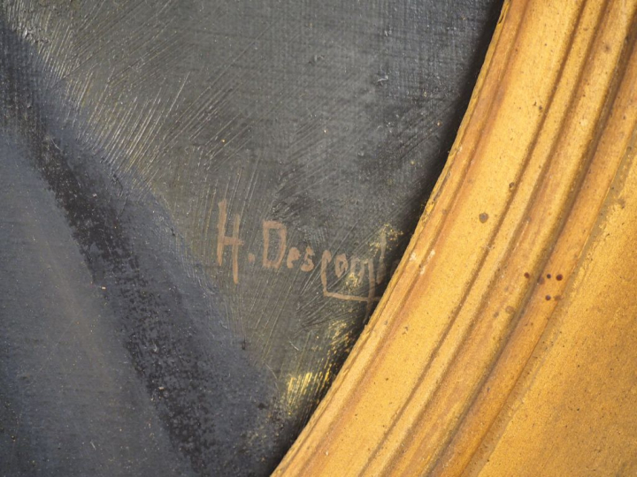 Ecole française XIXème. "portrait d'homme en médaillon" Huile sur toil