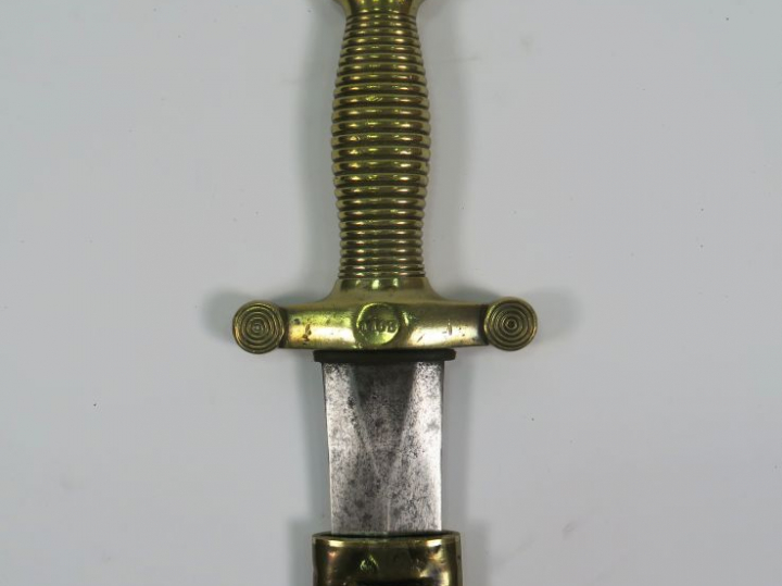 Glaive modèle 1831, monture en bronze fusée à torons (25), lame droite