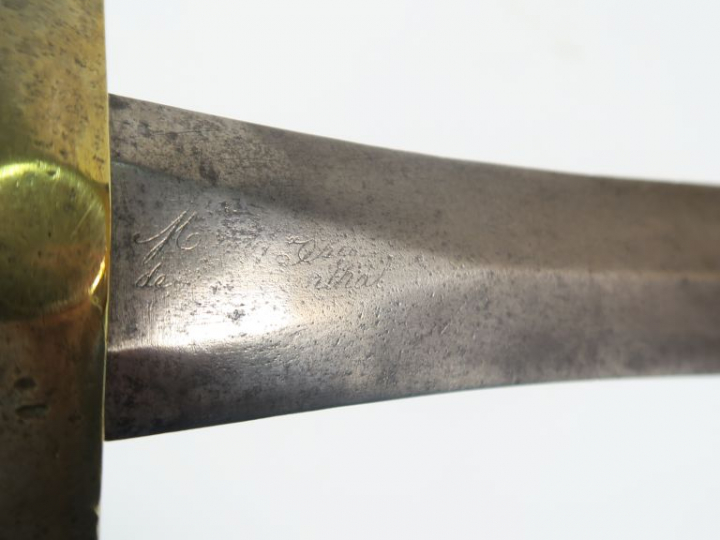 Glaive modèle 1831, monture en bronze fusée à torons (25), lame droite