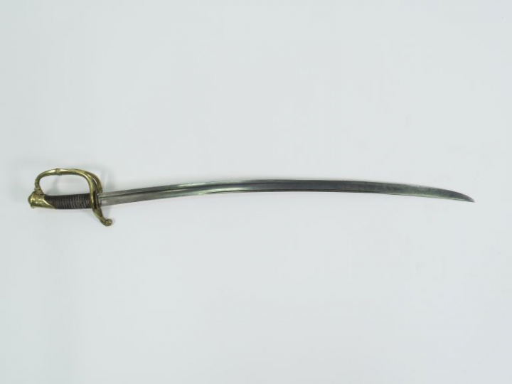 Sabre d’officier d’infanterie modèle 1821. Lame courbe à gorge et dos 