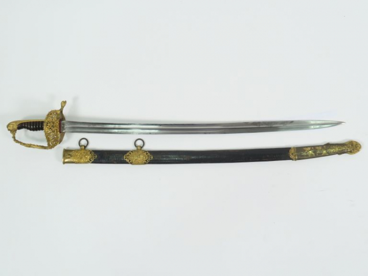 Sabre de luxe d’officier de marine modèle de fantaisie début troisième