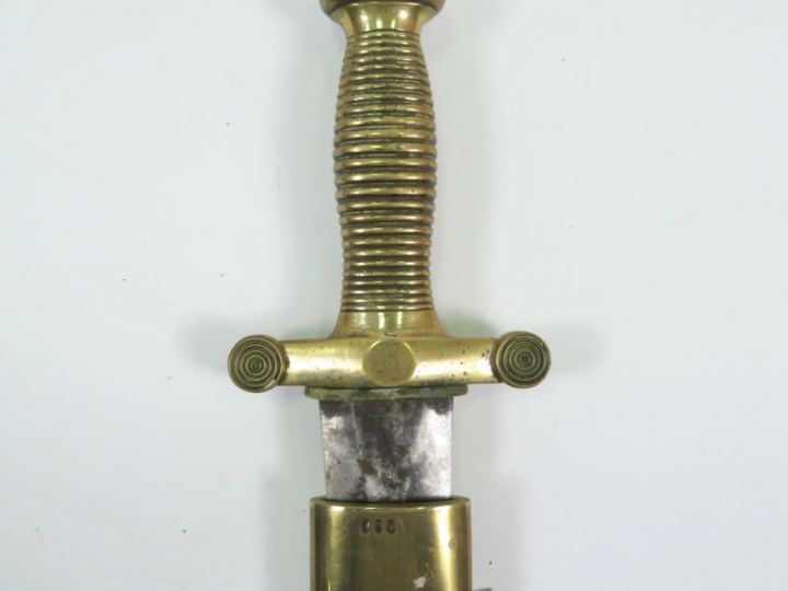 Glaive modèle 1831, monture en bronze fusée à torons (25), lame droite