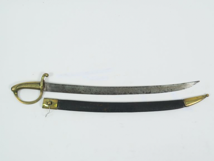Sabre briquet type AN XI. Monture bronze fondu. Lame courbe sans marqu