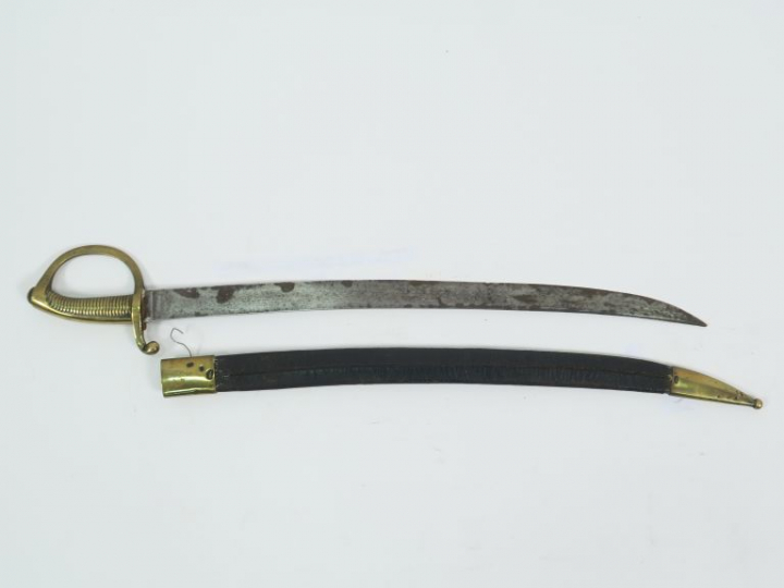 Sabre briquet type AN XI. Monture bronze fondu. Lame courbe sans marqu