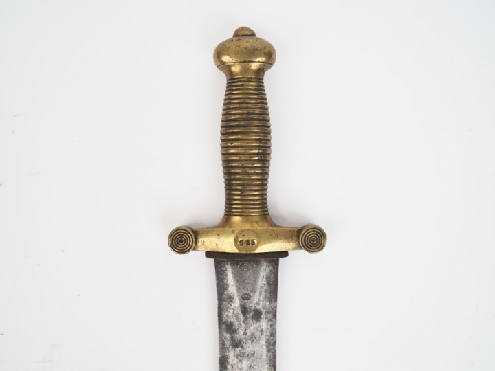 Glaive modèle 1831, monture en bronze fusée à torons (25), lame droite