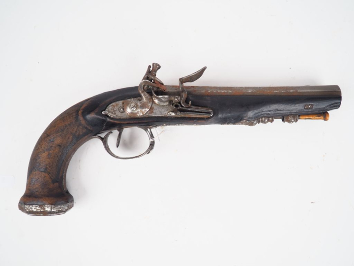 Pistolet à silex monté fer contemporain du 1er Empire, longueur totale
