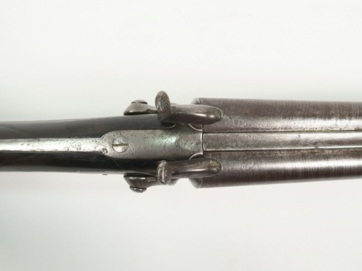 Fusil de chasse juxtaposé à chien système Lefaucheux en calibre 16 à b