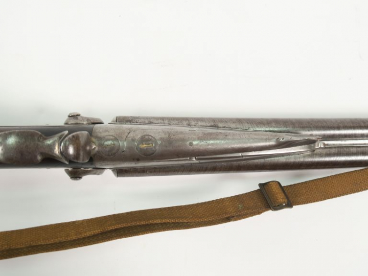 Fusil de chasse juxtaposé à chien système Lefaucheux en calibre 16 à b
