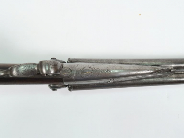 Fusil de chasse juxtaposé à chien système Lefaucheux en calibre 16 à b