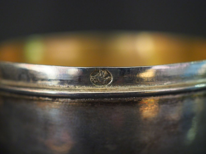 Ciboire de voyage fin XVIIIème - début XIXème, poinçon au coq, surmont