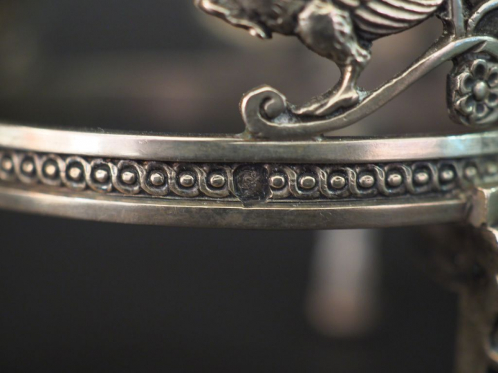 	Saleron double de style Empire en argent, poinçon Minerve, à décor aj