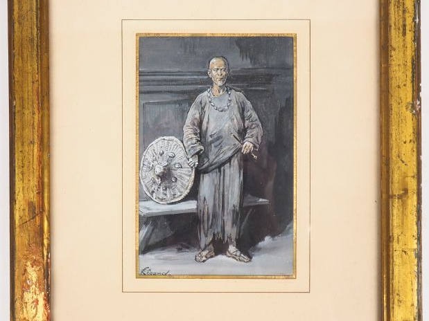 Felix REGAMEY. "le musicien". Aquarelle signée en bas à droite. Dim. À