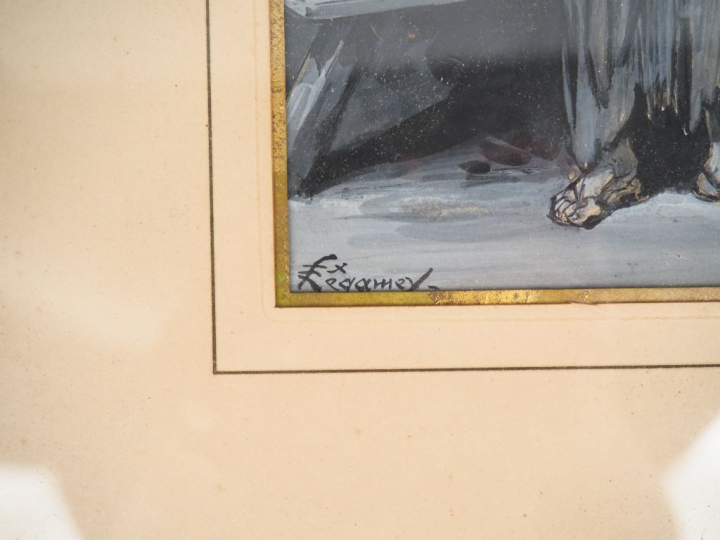 Felix REGAMEY. "le musicien". Aquarelle signée en bas à droite. Dim. À