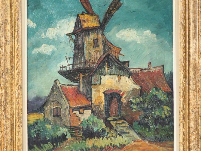 Liu KANG (1911 – 2004)  刘抗  "Moulin et ses pavillons sur une route de 