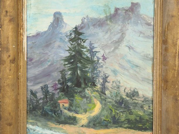 Ecole de Paris.  Peinture à l’huile sur toile, représentant un paysage