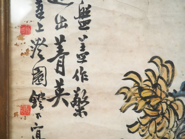 Chine, XXe siècle,  Deux peintures à l’encre et couleurs sur papier à 