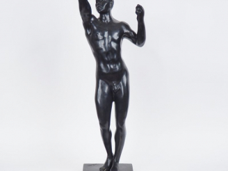 Vente aux enchères Auguste RODIN (d'après). "l'âge d'Airain". Sculpture en bronze à patin