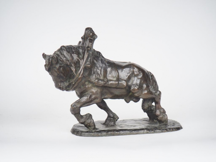José CARDONA. "Percheron". Sculpture en bronze à patine brune. Signée,