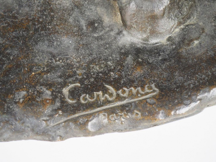José CARDONA. "Percheron". Sculpture en bronze à patine brune. Signée,