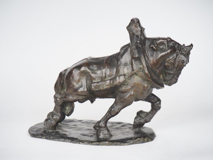 José CARDONA. "Percheron". Sculpture en bronze à patine brune. Signée,