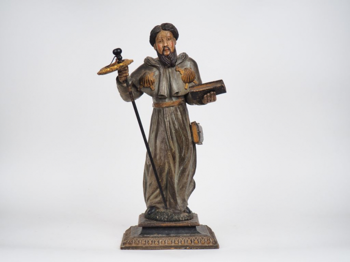 Sculpture fin XVIIIème - début XIXème en bois polychrome. "apôtre". Di