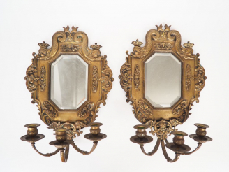 Vente aux enchères Paire d'appliques murales à fond de glace Napoléon III de style Louis 