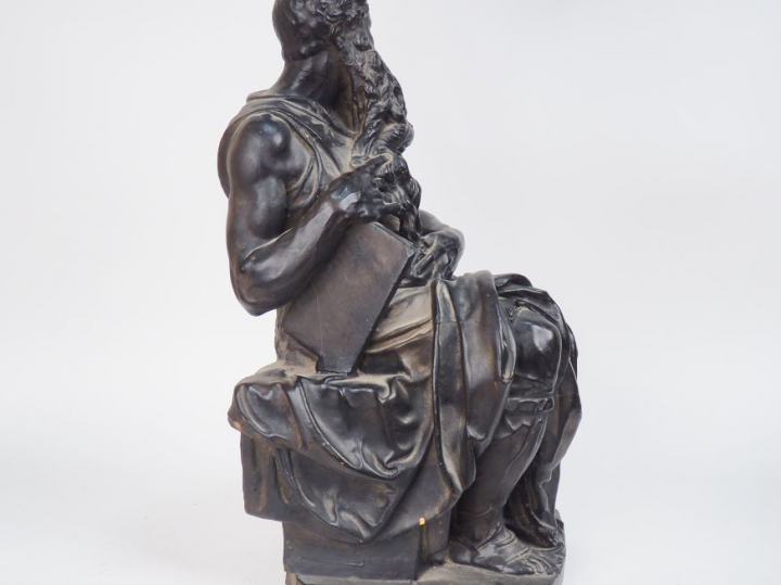 Ecole française XIXème d'après Michel-Ange. "Moïse". Sculpture en plât