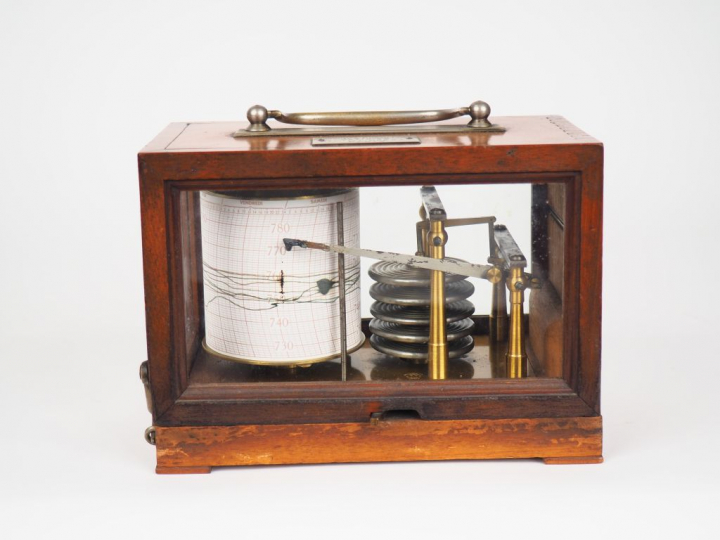 Maison CHEVALIER à Paris. Hygromètre dans son coffret en verre et bois