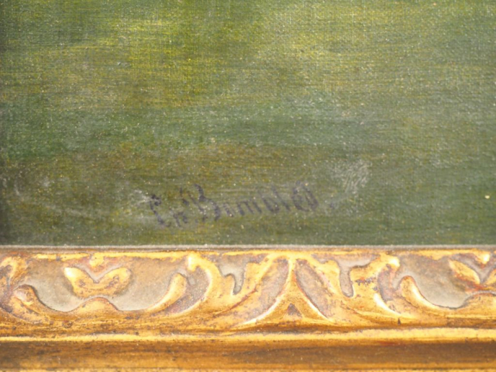 Charles BOMPLED. "Le champs de course". Huile sur toile signée en bas 