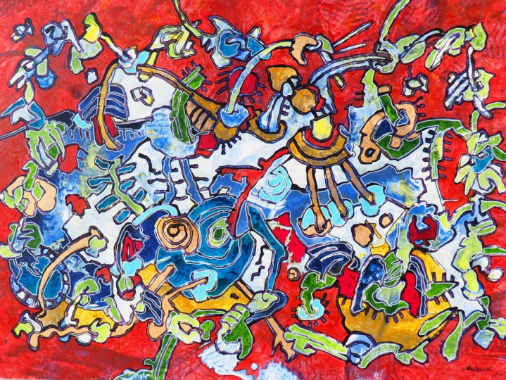 CAVADONE. "Sans titre". Huile sur toile, signée en bas à droite. Dim. 