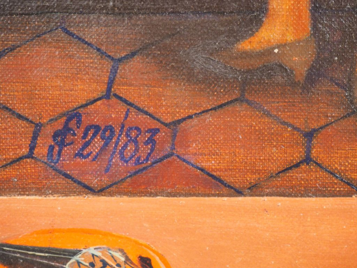 Sergio CECCOTTI. "'Momenta Musicale" Huile sur toile, signée en bas à 