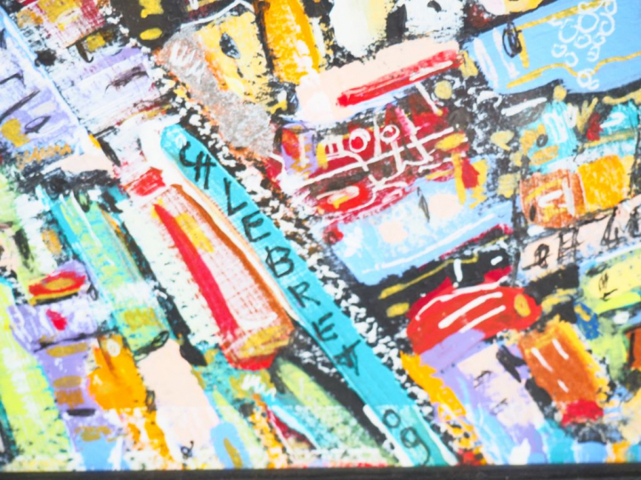 LEBRET. "composition". Technique mixte, signée en bas à droite. Dim. 4