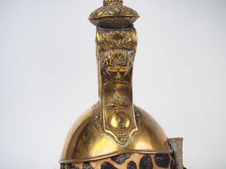 Casque troupe de dragons modèle 1858, bombe en laiton doré embouti, ga