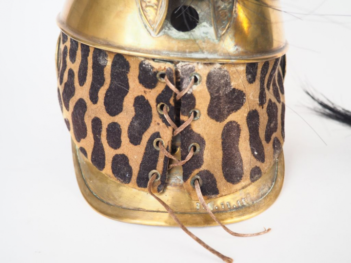 Casque troupe de dragons modèle 1858, bombe en laiton doré embouti, ga