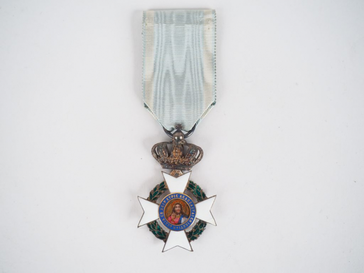Croix de chevalier en argent centre or et émail de l’ordre grec du roy