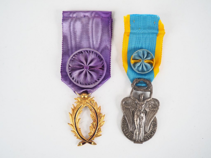 Décoration française des palmes académiques, module en bronze doré et 