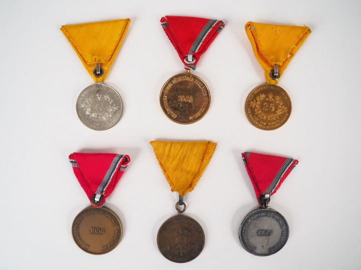 Lot de 6 décorations allemandes récompensant les années de service dan