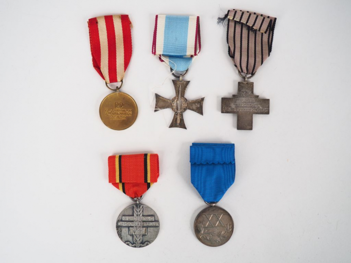 Lot de 5 décorations polonaises dont médaille des Déportés(Croix d'Aus