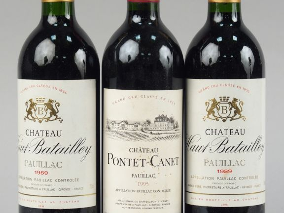 3 BOUTEILLES GCC PAUILLAC : 1 BOUTEILLE CHÂTEAU PONTET CANET 1995, 2 B