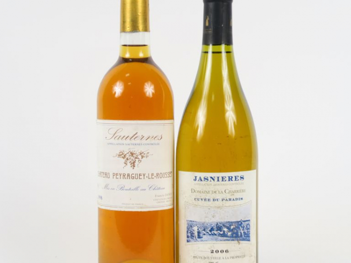 2 BOUTEILLES : 1 CHÂTEAU PEYRAGUEY LE ROUSSET 1998 - 1 JASNIERES DOMAI