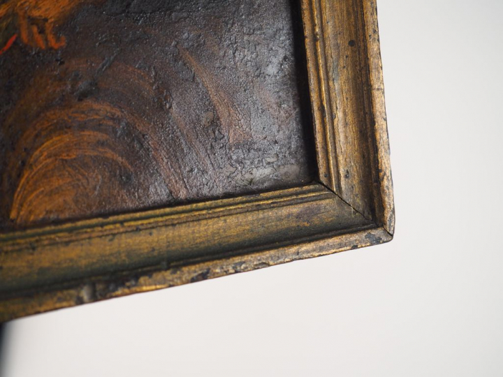 Ecole française XVIIIème . "Vierge à l'enfant". Huile sur métal. Dim. 