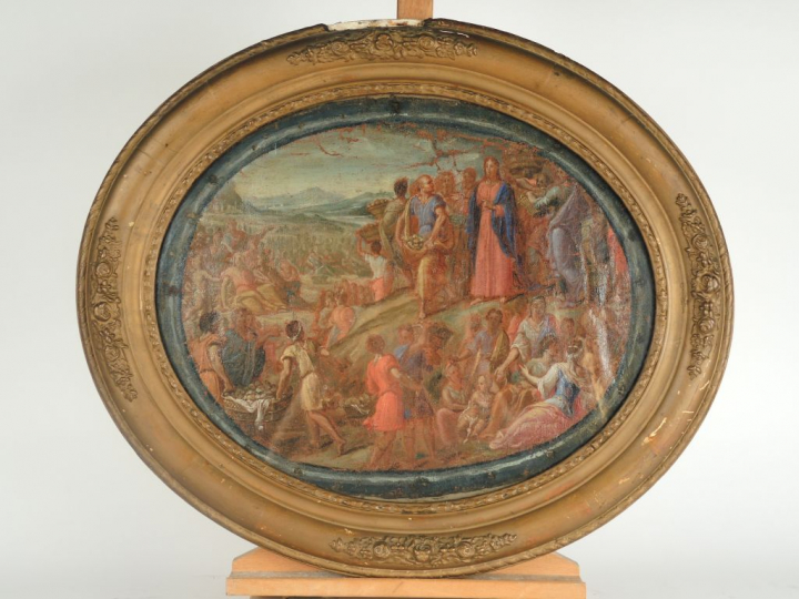 Attribué à François VERDIER (1651-1730). "Le Christ servi par les ange