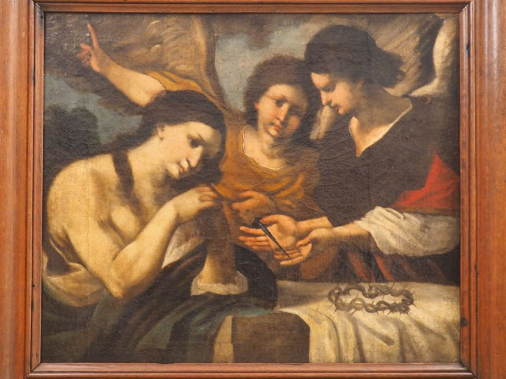 Ecole ITALIENNE vers 1700 La Madeleine et les instruments de la passio