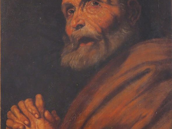 Ecole française fin XVIIIème - début XIXème. "Saint Jérôme en prière".