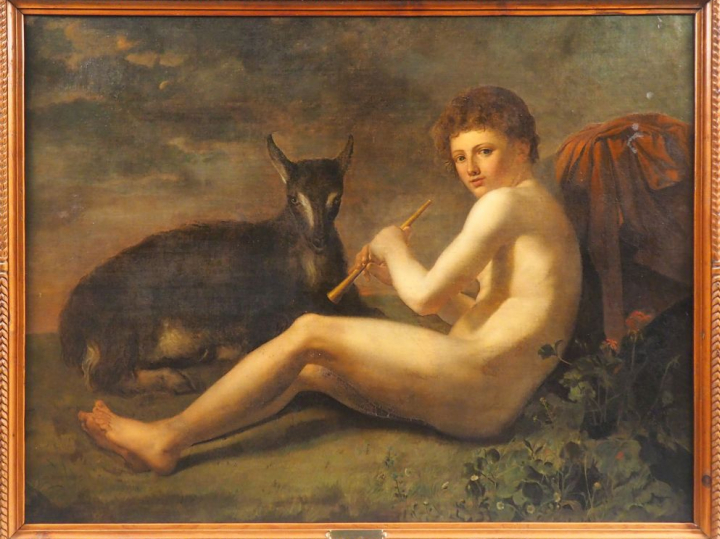 Ecole FRANCAISE vers 1800 "Jeune pâtre et chevreau" Toile Sans cadre H