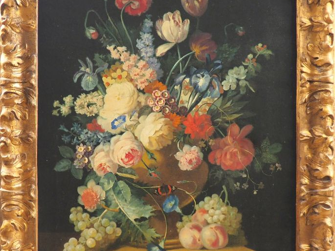 VAN SPAENDONCK (dans le gout de). "Nature morte aux fleurs et aux frui