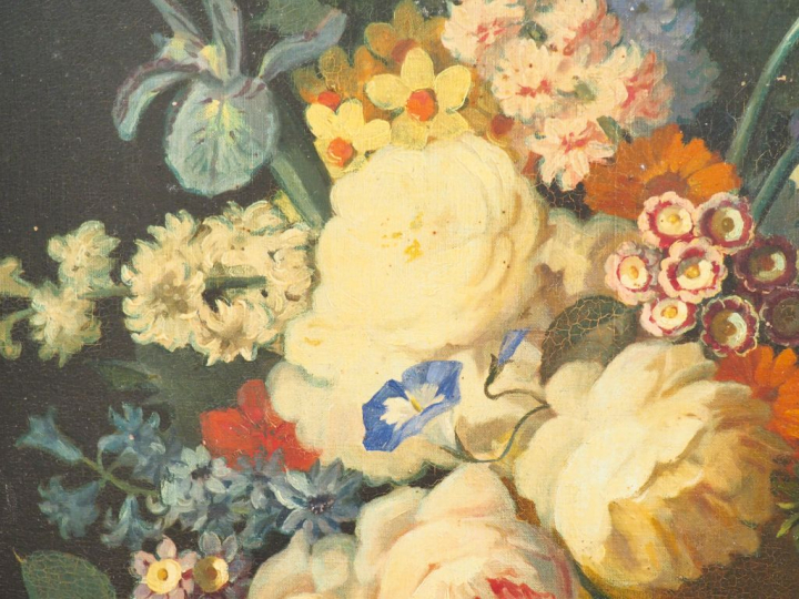 VAN SPAENDONCK (dans le gout de). "Nature morte aux fleurs et aux frui